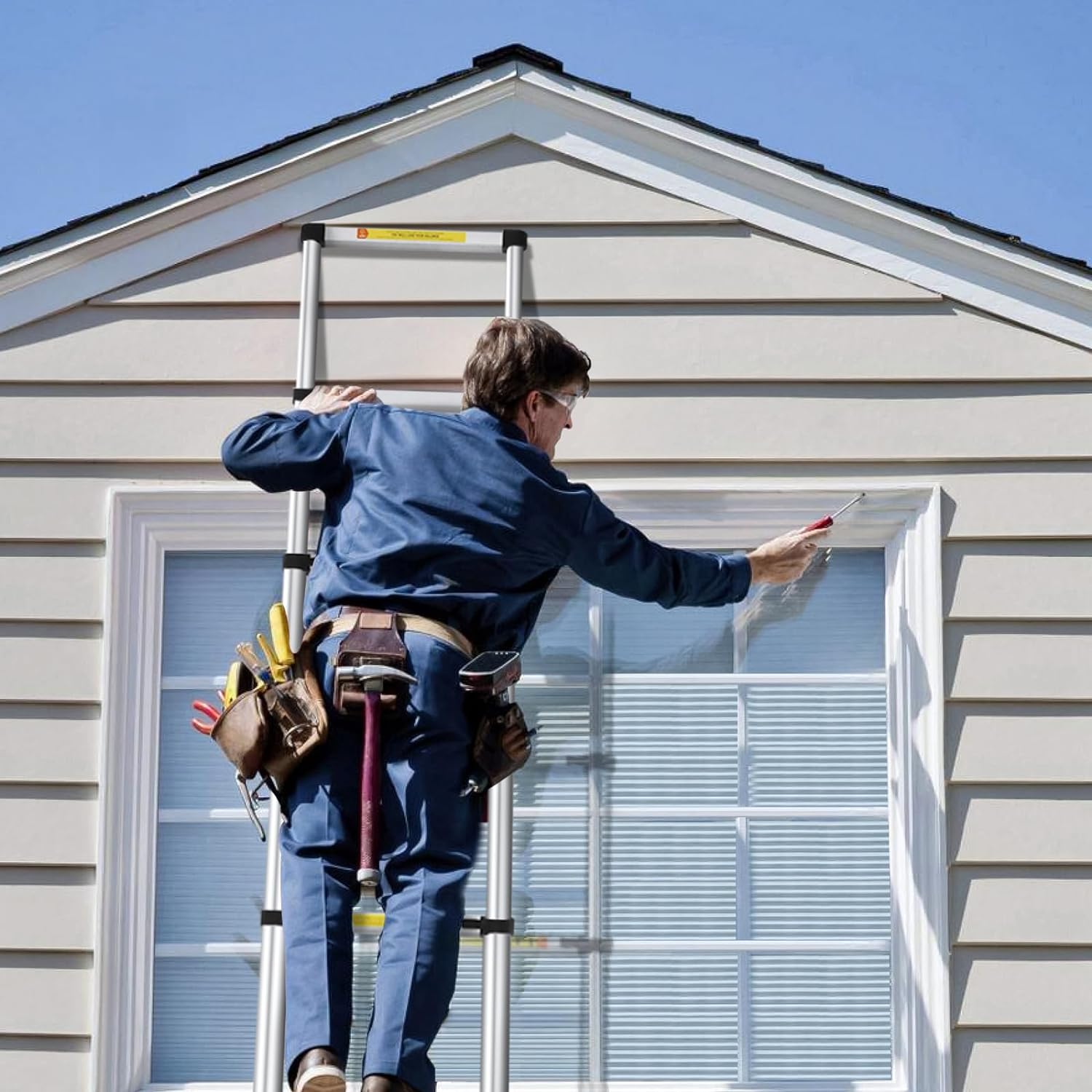 12.5FT Aluminum Telescoping Ladder with Non-Slip Feet I742478