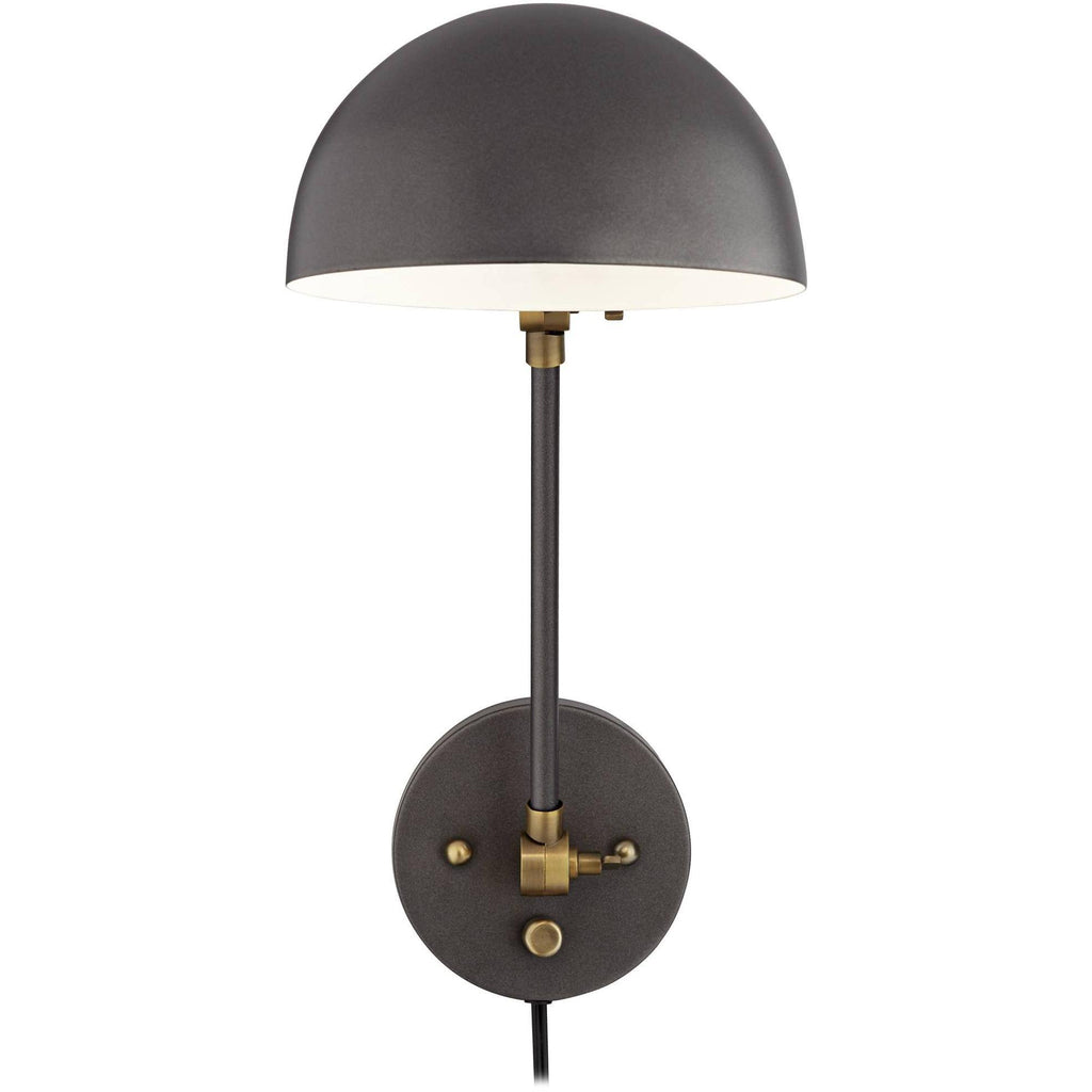 Industrial Swing Arm Wall Lamp Gunmetal Brass Plug-In Light Fixture Adjustable N868405