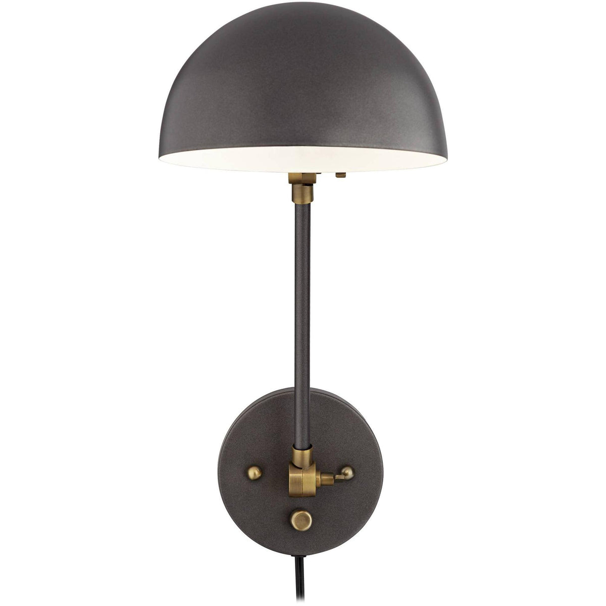 Industrial Swing Arm Wall Lamp Gunmetal Brass Plug-In Light Fixture Adjustable N868405