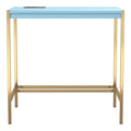 Aruba Blue and Gold Wood Writing Desk with USB Port D104