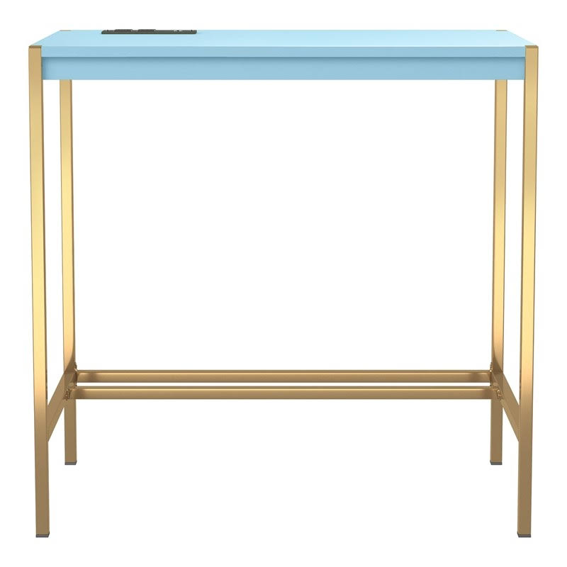 Aruba Blue and Gold Wood Writing Desk with USB Port D104