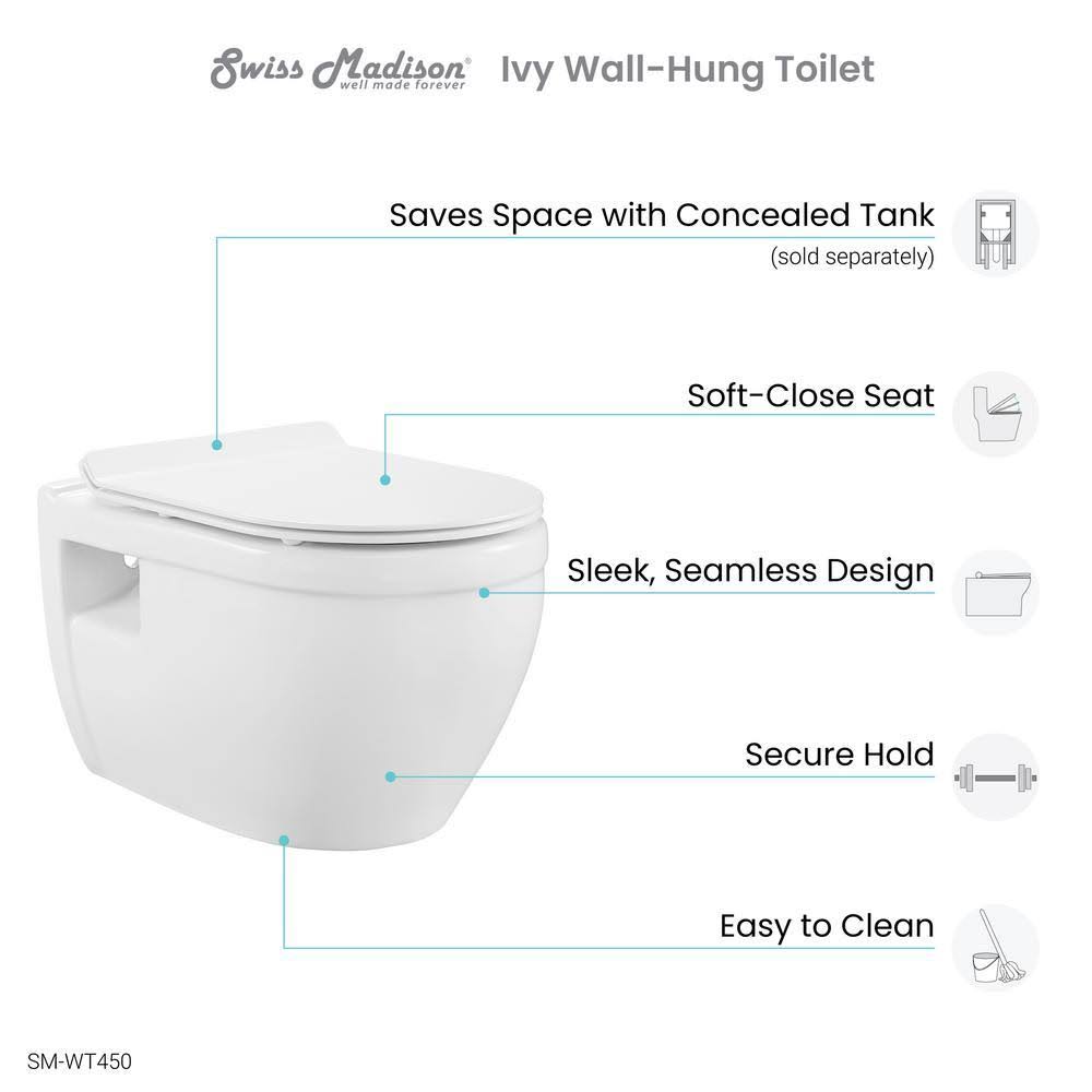 Glossy White Wall Hung Toilet T190