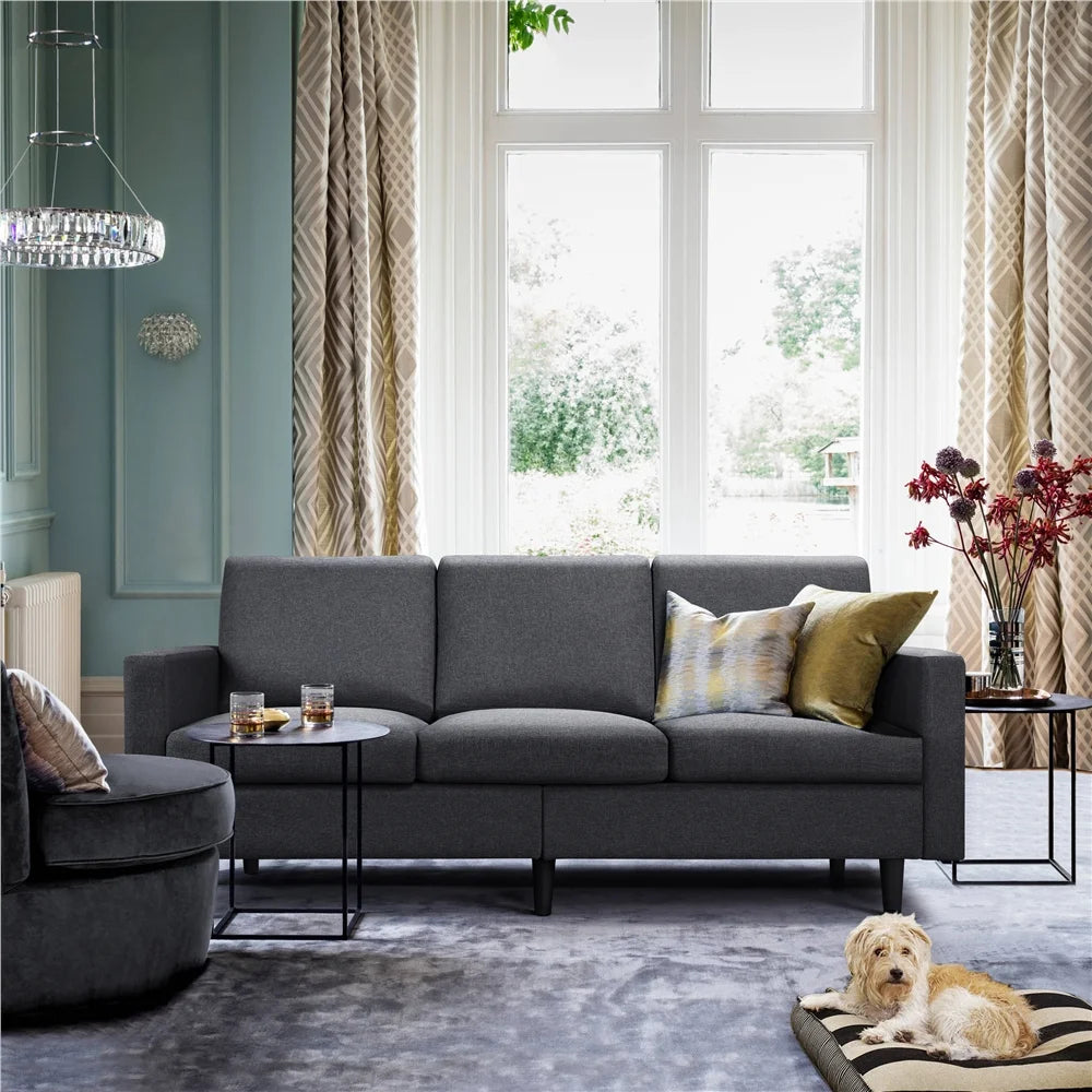 Gray Linen 3-Seater Sofa I281959
