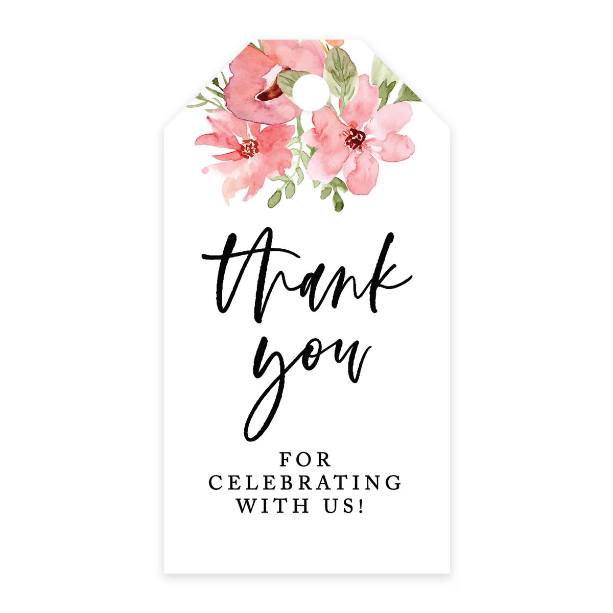 Coral Watercolor Florals Cardstock Gift Tags 100-Pk H3281