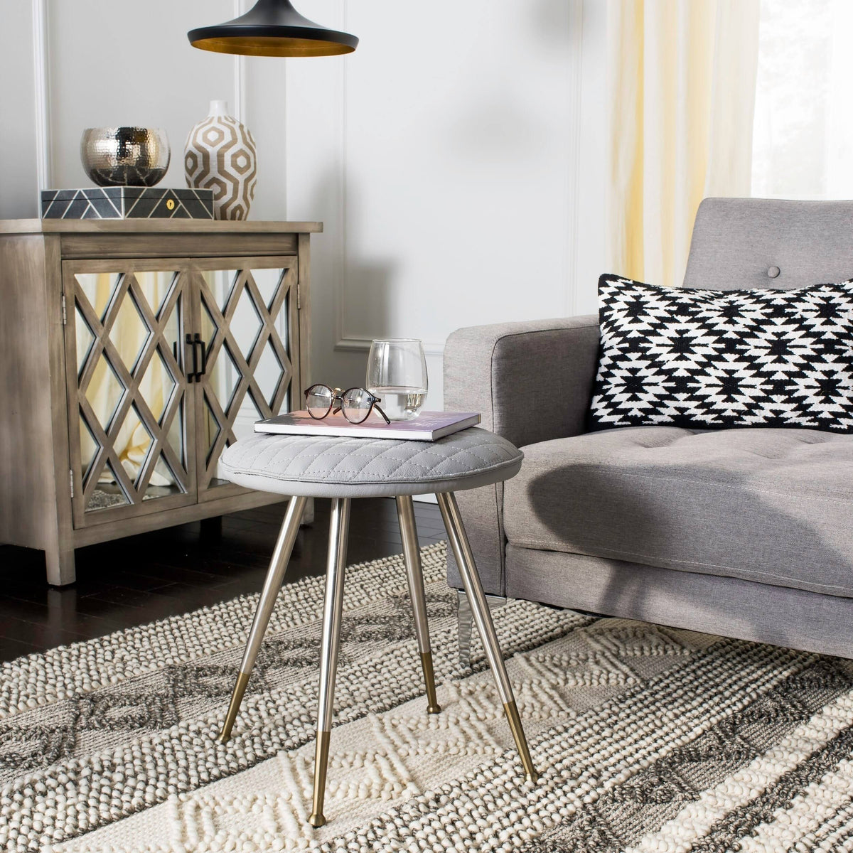 Grey Mid Century Modern Stool P875