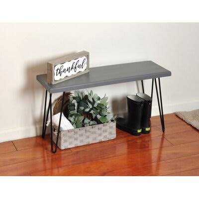 Weathered Gray Wood Bench P7318