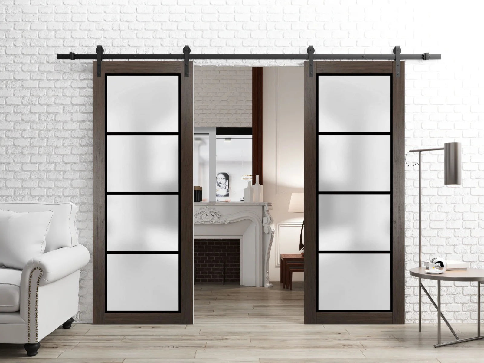 Double Barn Door 36 x 84 inches Solid Panel Interior Doors L678220