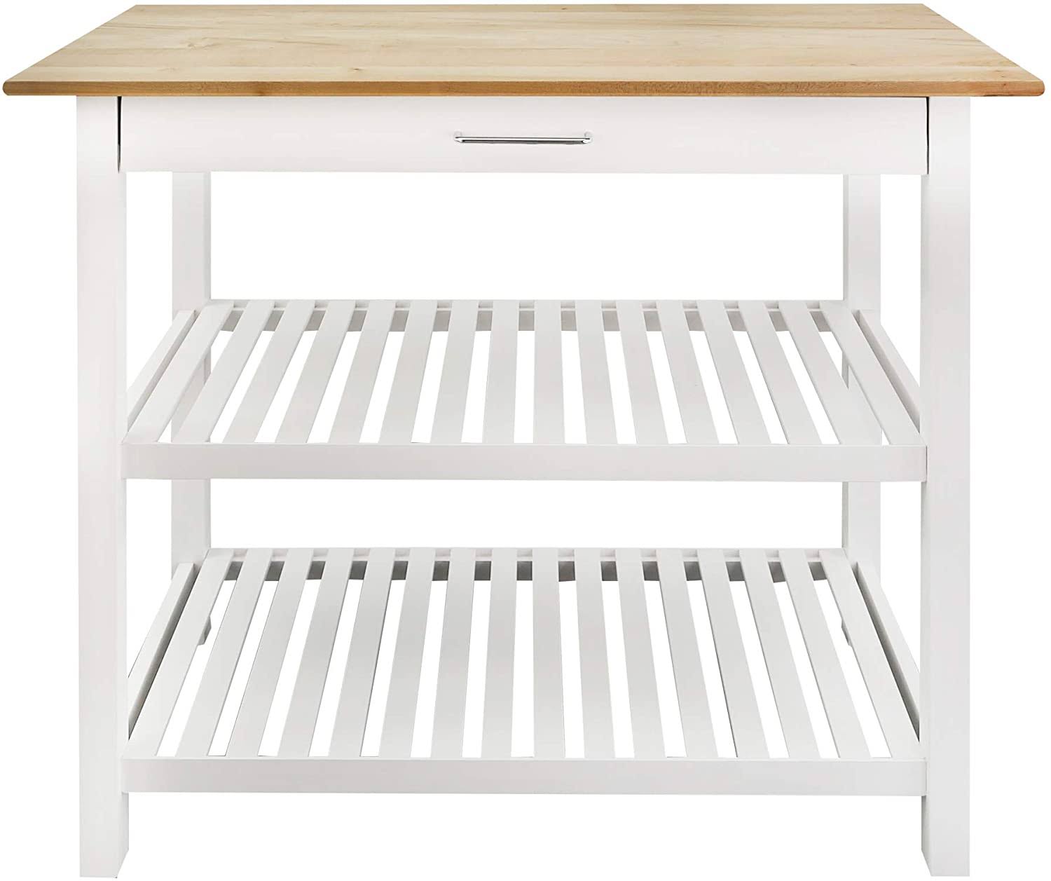 Natural/White Kitchen Island with Solid American Hardwood Top S6991