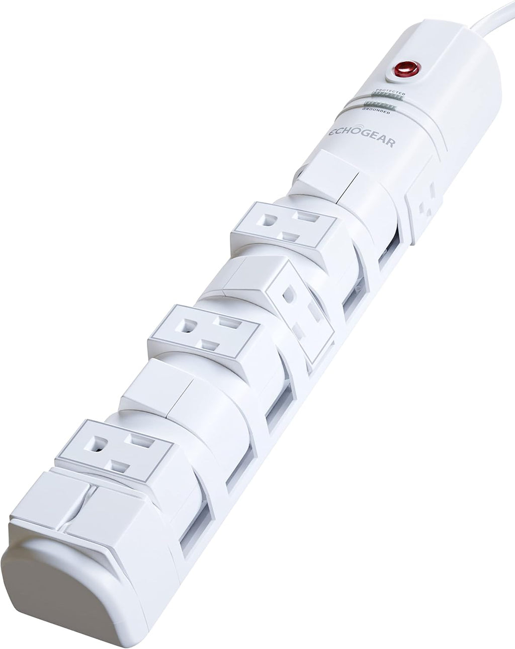 Rotating Outlet Surge Protector 2 Pack with 8 Outlets, Flat Plug, Long Cord, Black C29203