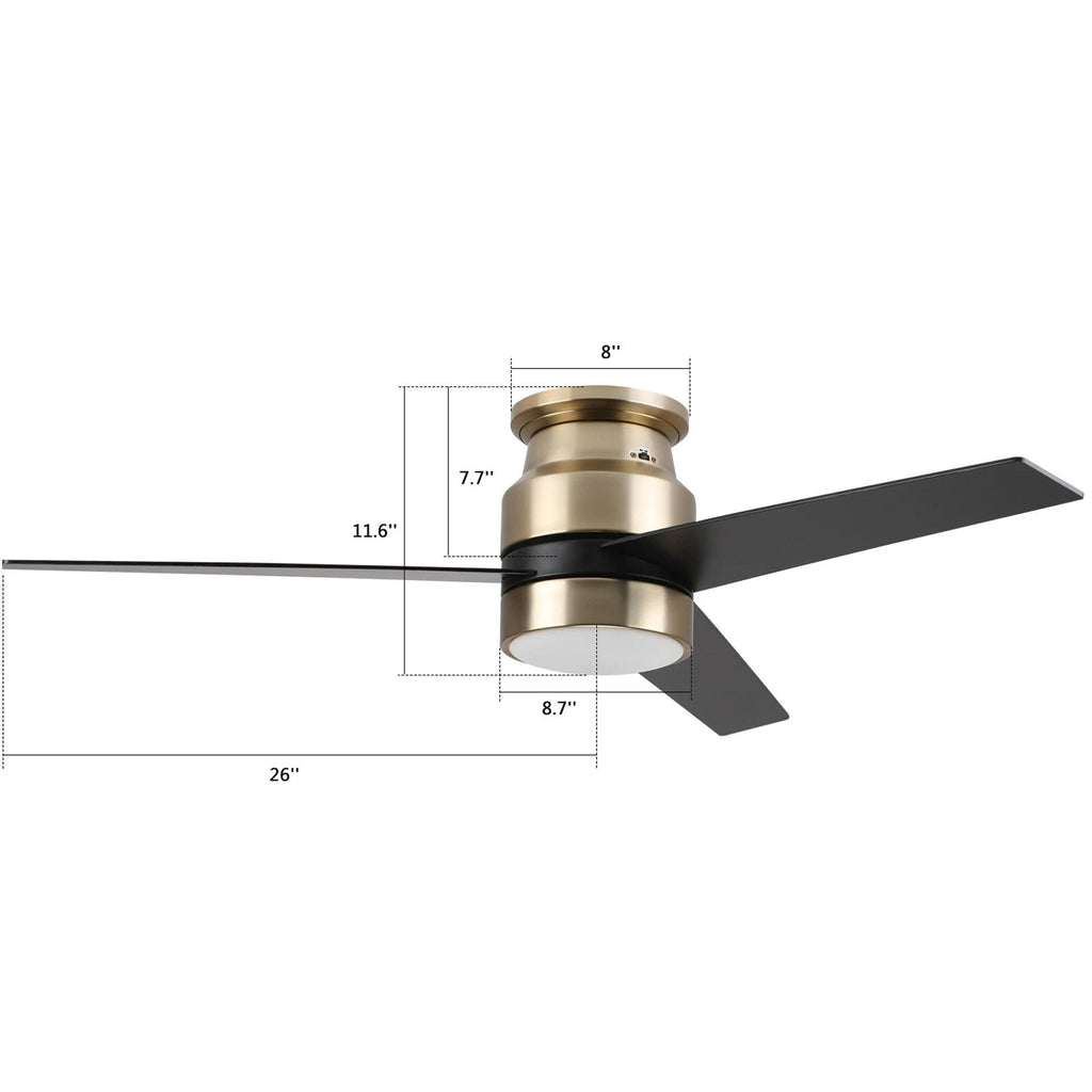 Gold LED Smart Ceiling Fan with Light Kit and Wall Control K971409
