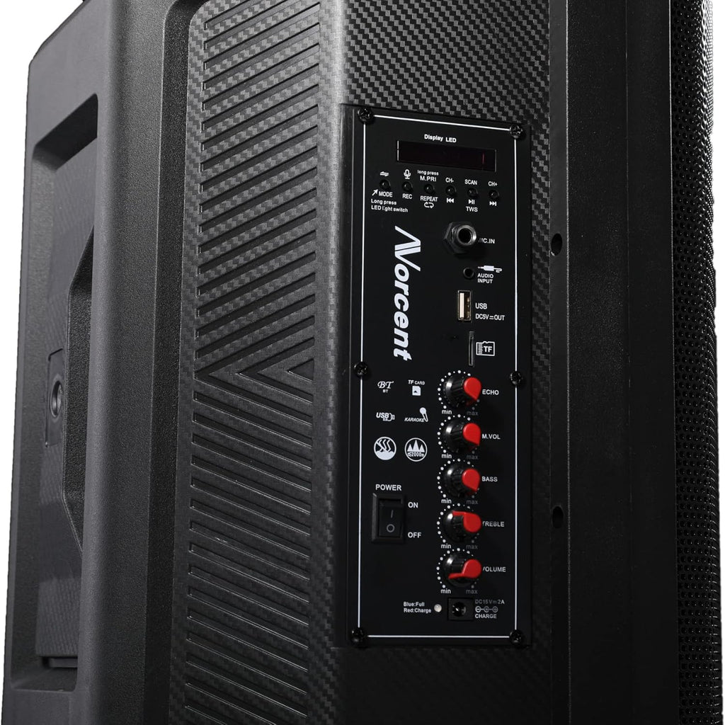 Portable Bluetooth Karaoke DJ Speaker with Remote Control and LED Light Show, 12", 2600 Watts L266