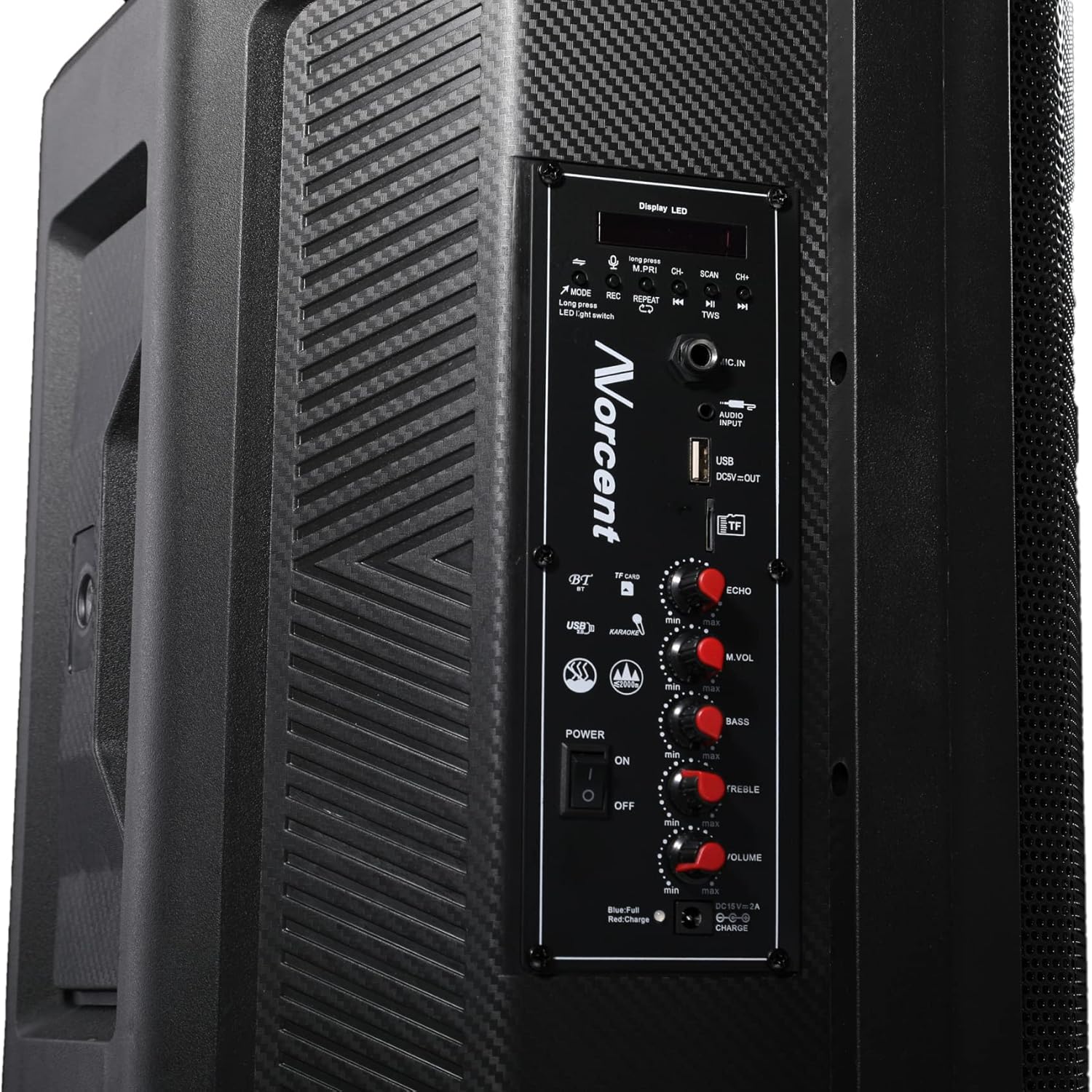 Portable Bluetooth Karaoke DJ Speaker with Remote Control and LED Light Show, 12", 2600 Watts L266