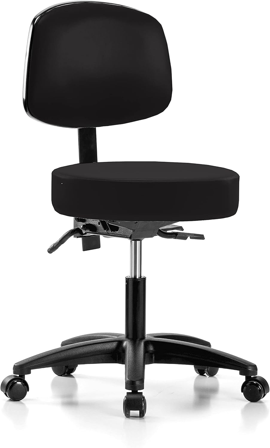 Rolling Height Adjustable Doctor's Stool with Back and Footring F384181