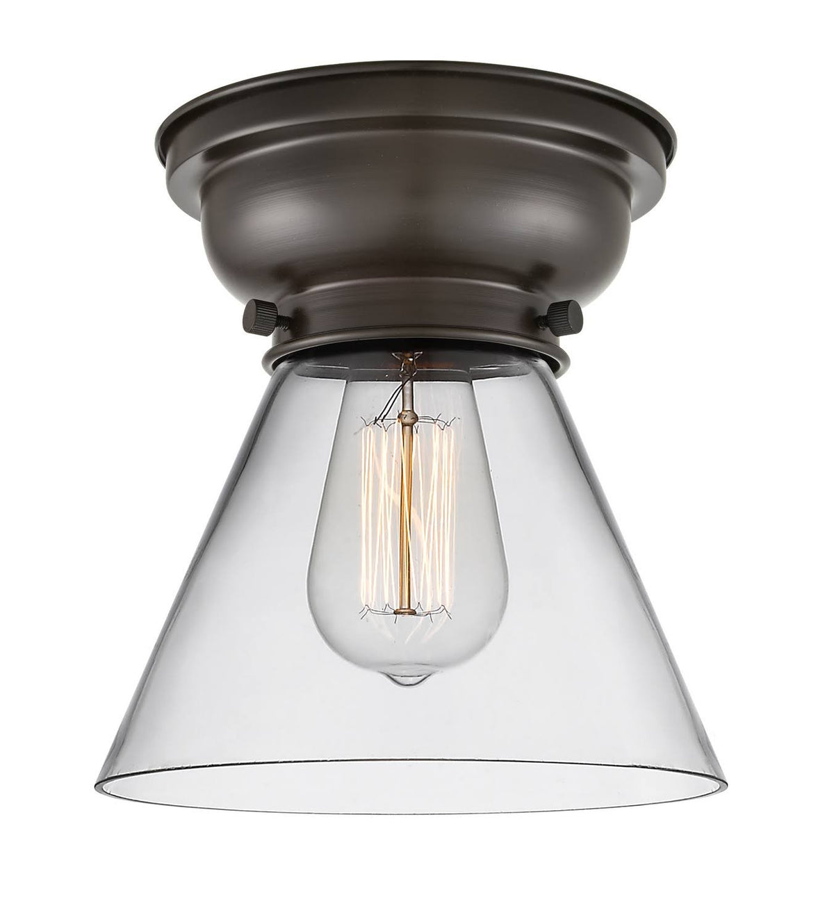 Large Cone 1 Light 8 inch Flush Mount in Oil Rubbed Bronze S32507