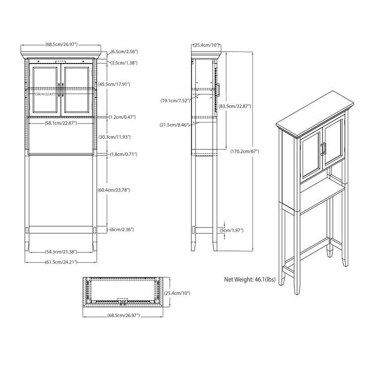 Pure White Space Saver Bath Cabinet H1036