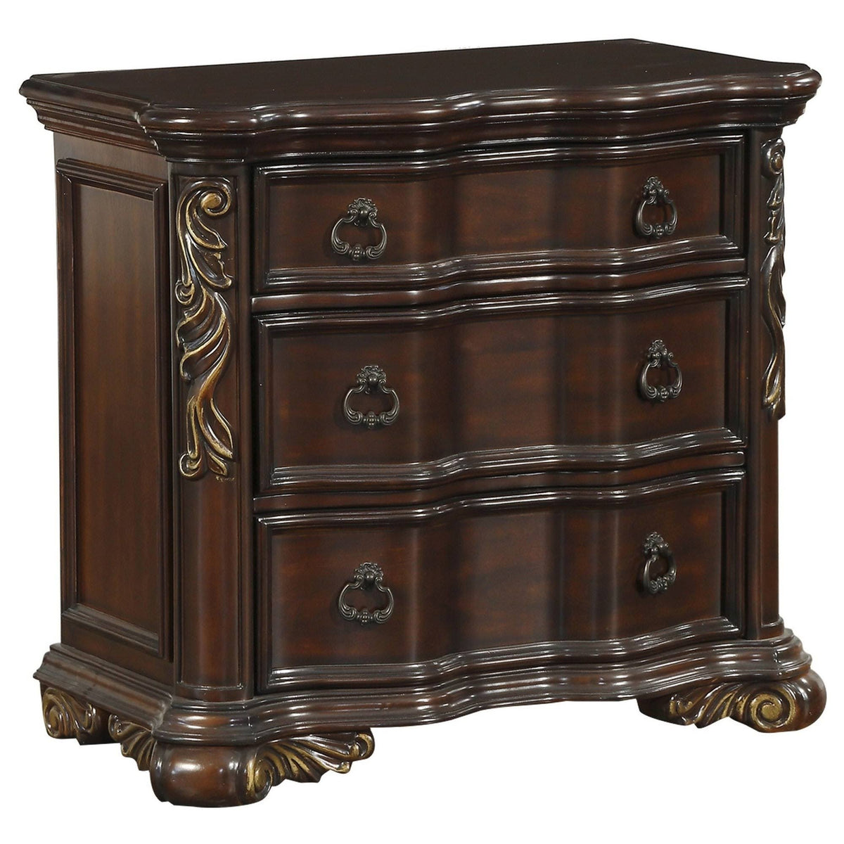 3 Drawer Cherry Brown Nightstand J381095