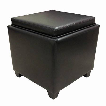 Brown Leatherette Wooden Frame Storage Ottoman F752