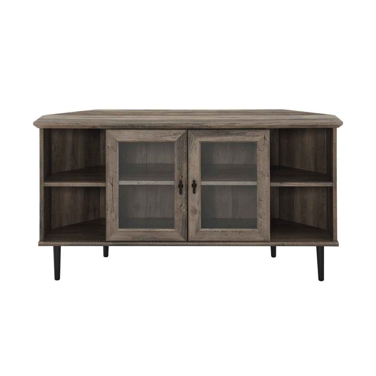 Dark Walnut Glass Door Corner TV Console X898980