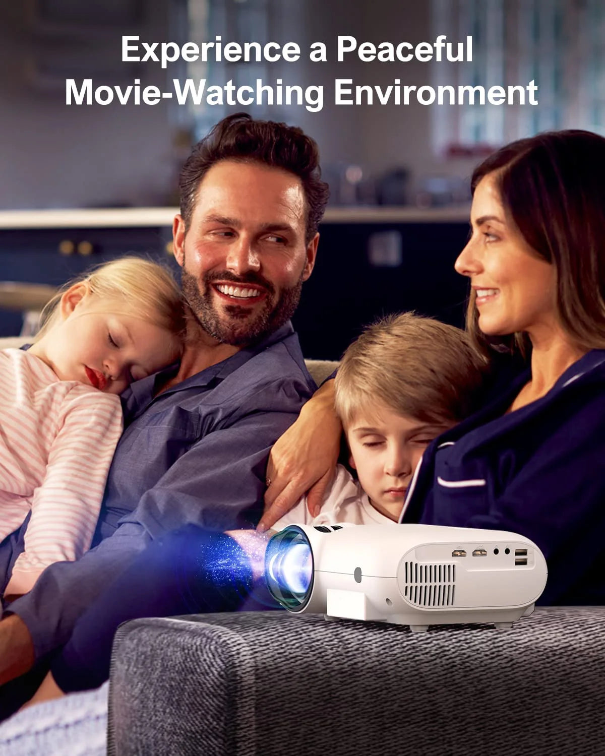 4K Support Native 1080P Bluetooth Projector, 300 ANSI 10000LM Portable Mini Outdoor Projector G3436