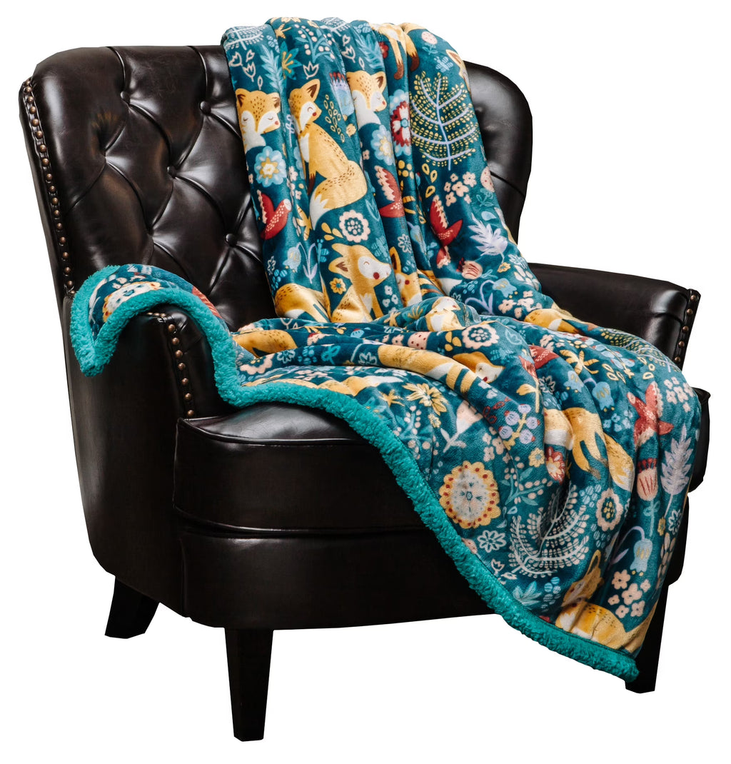 Teal Blue Queen Plush Sherpa Microfiber Throw Blanket M53038