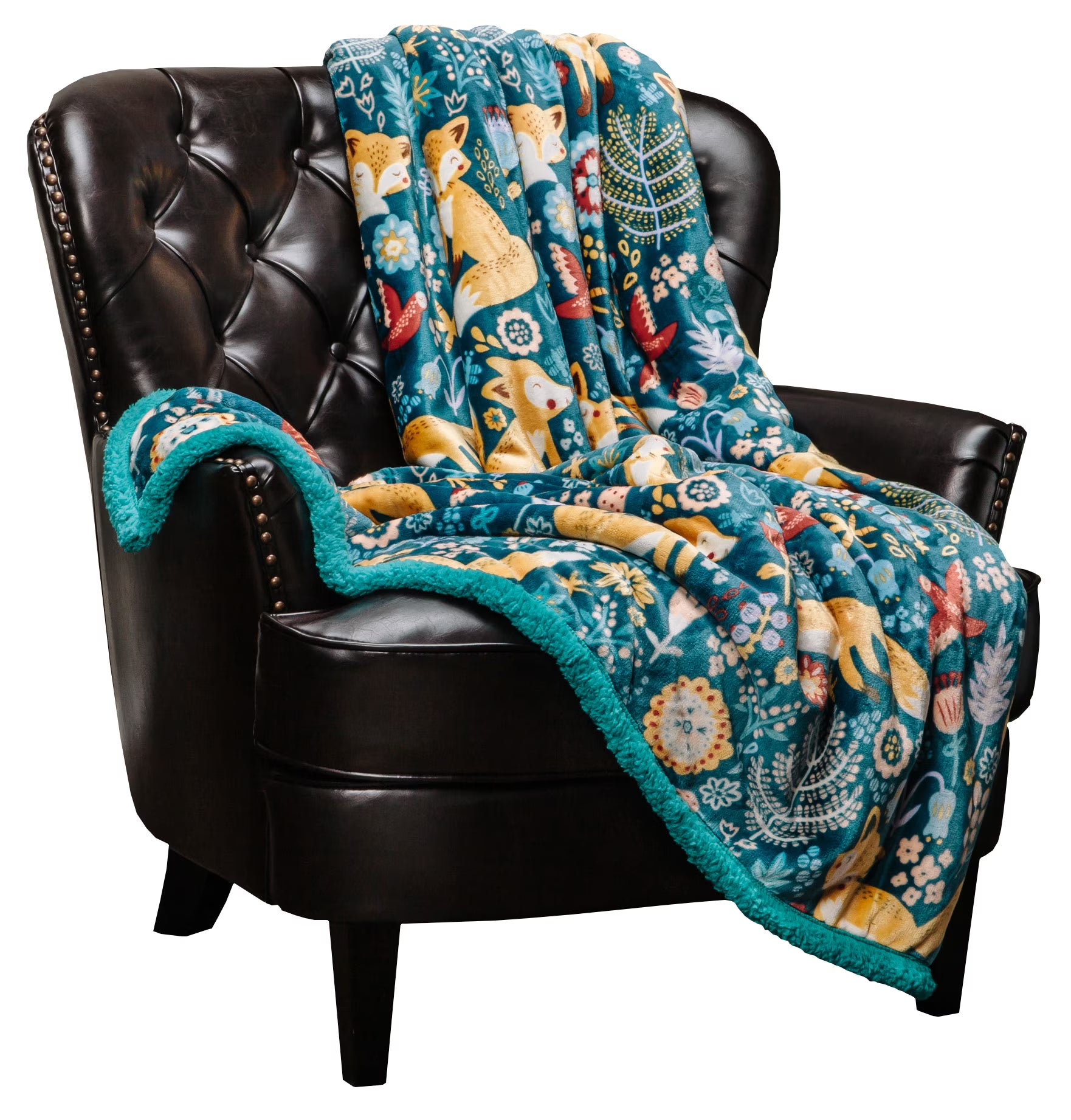 Teal Blue Queen Plush Sherpa Microfiber Throw Blanket M53038