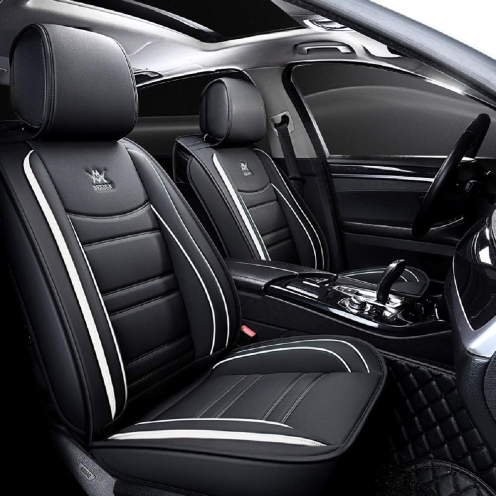 Black Leather 5 Seats Full Set Car Seat Covers B750529