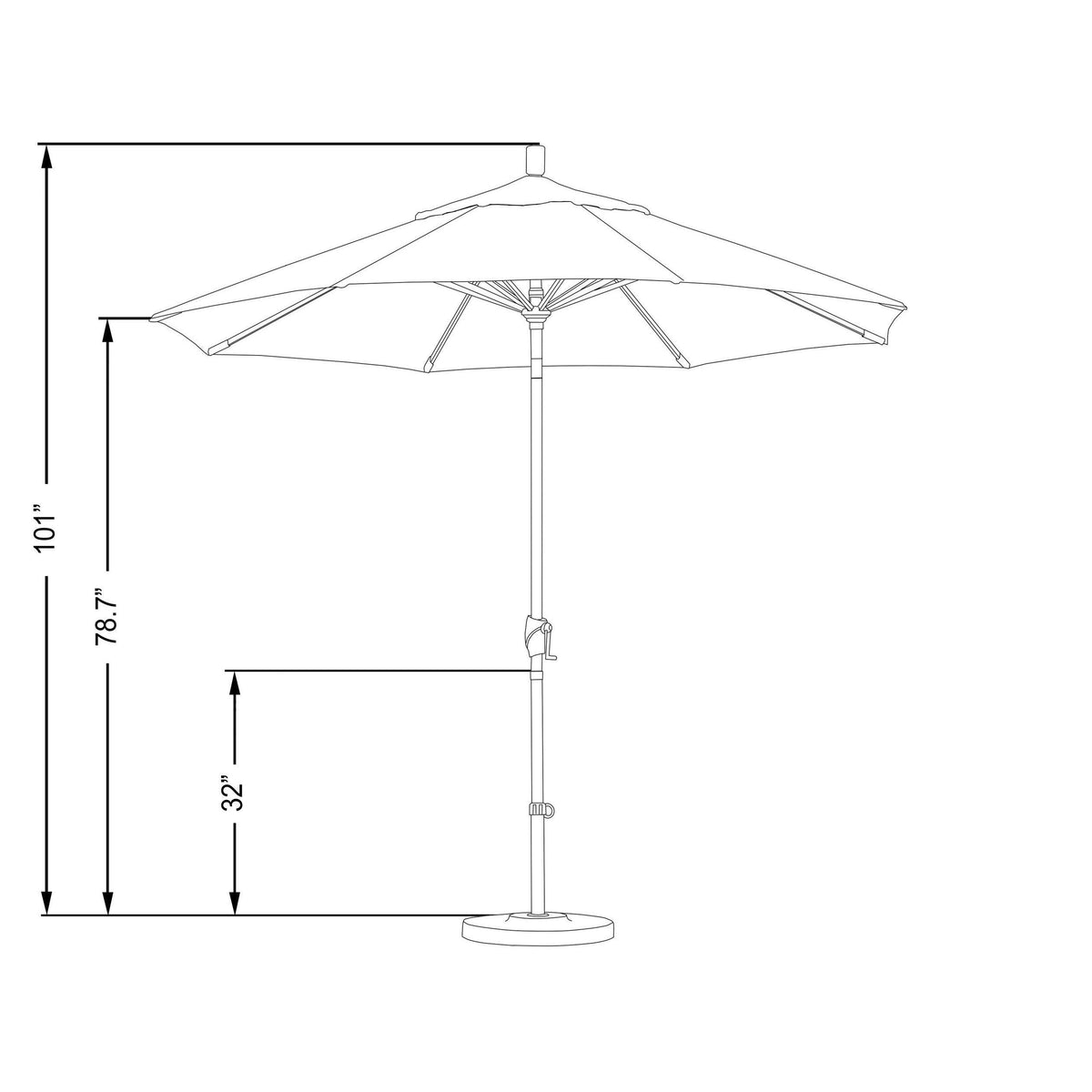 9-Foot Black Aluminum Market Umbrella D796