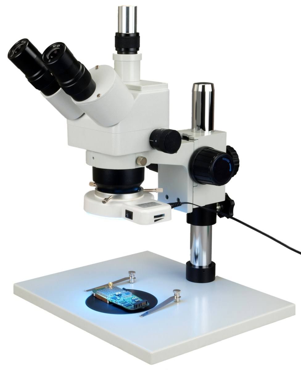 Trinocular Zoom Stereo Microscope with 0.5X Auxiliary Lens and 56 LED Ring Light B24133