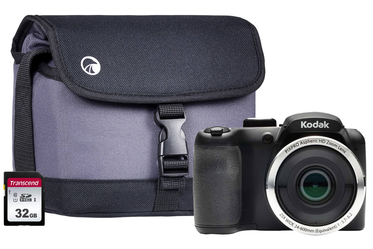 Black 16MP 25x Zoom Bridge Camera with 32GB SD Card & Case M93855