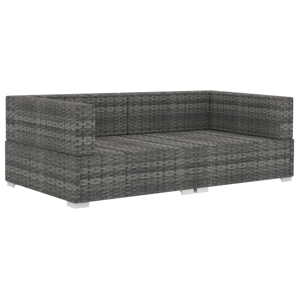 Set of 2 Gray Poly Rattan Corner Sofa with Cushions X545975