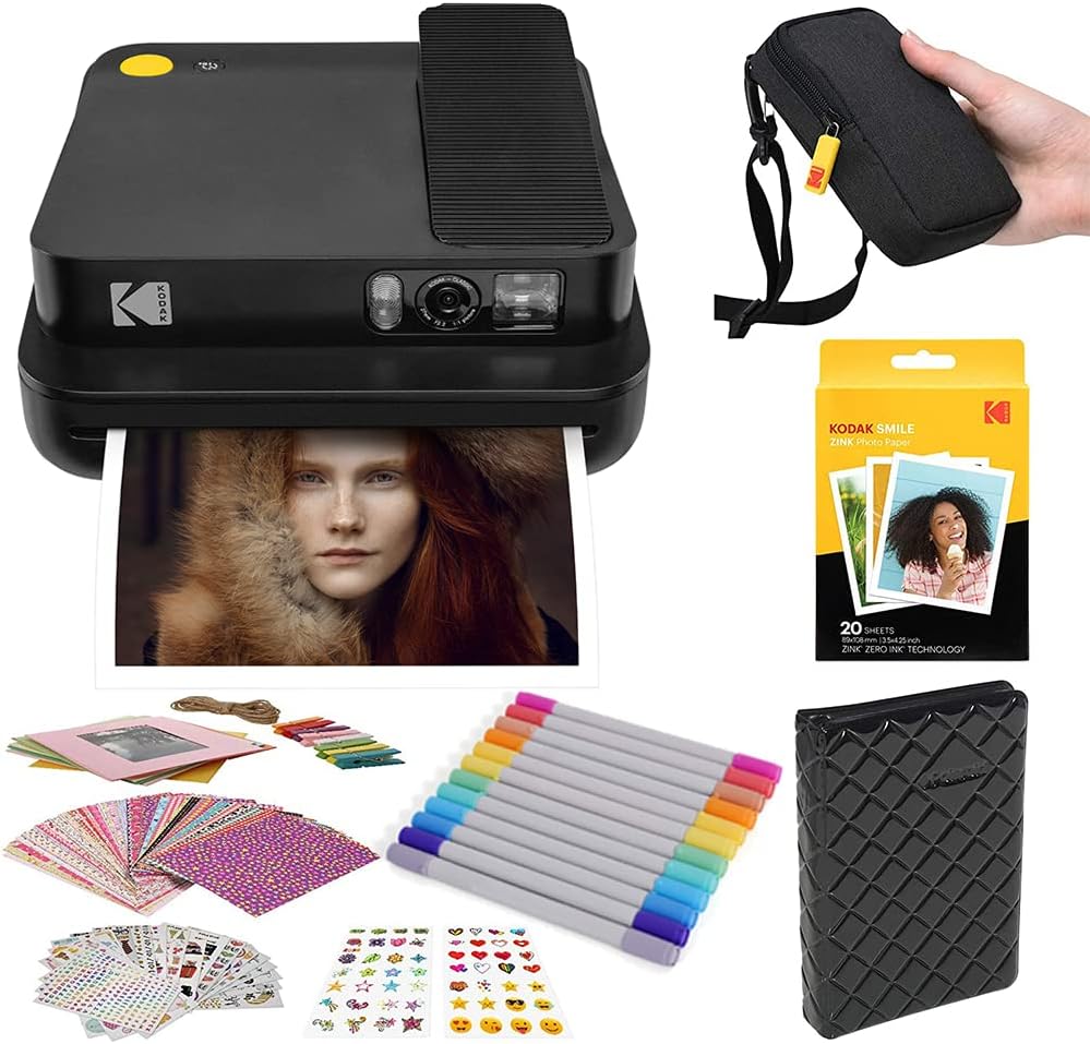 Black Digital Instant Camera for Zink Photo Paper J6039