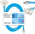 50 Ft All Weather Extension Cord with 3 Outlets, 12/3 SJEOW Heavy Duty Lighted Outdoor Cable S56742