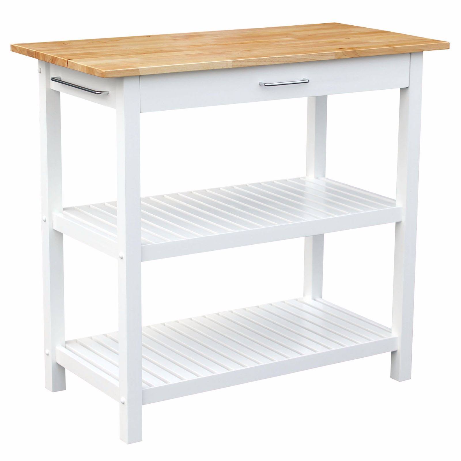 Natural/White Kitchen Island with Solid American Hardwood Top S6991