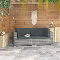 Set of 2 Gray Poly Rattan Corner Sofa with Cushions X545975