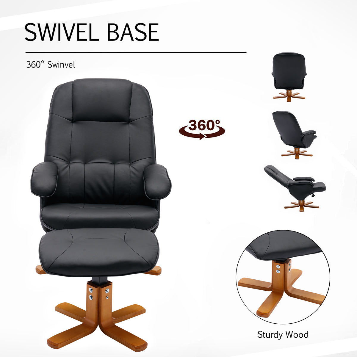 Beige Faux Leather Swivel Recliner Chair with Ottoman O16409