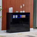 White High Gloss Sideboard Storage Cabinet with LED Light, 3 Doors V563222