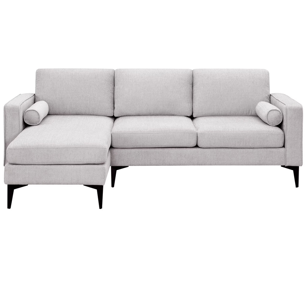 L-Shaped Sectional Sofa with Reversible Chaise, 3 Seater Chenille Fabric Modular Couch with Pillows Metal Legs R1489