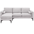 L-Shaped Sectional Sofa with Reversible Chaise, 3 Seater Chenille Fabric Modular Couch with Pillows Metal Legs R1489