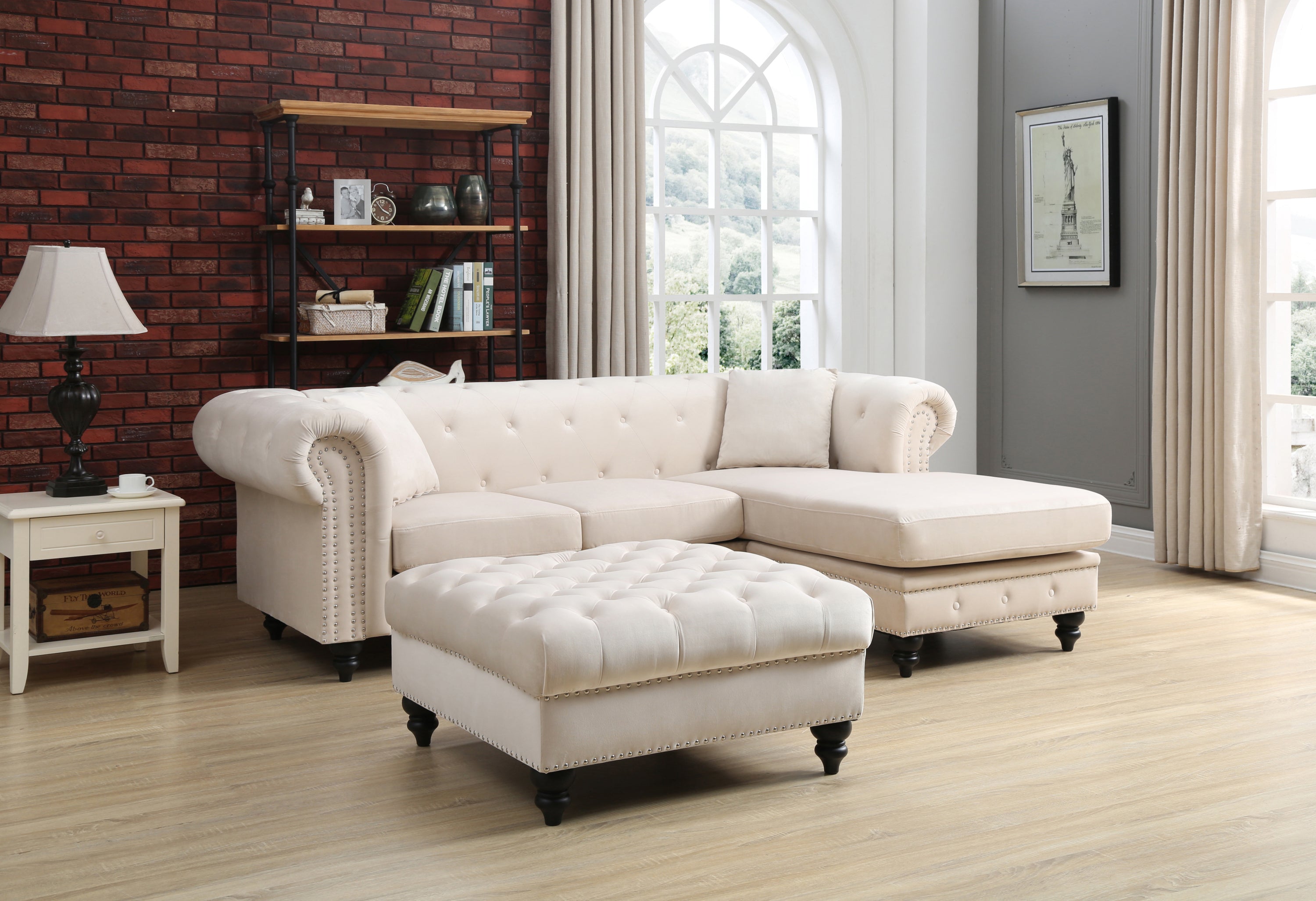 Ivory Sofa Chaise I465569