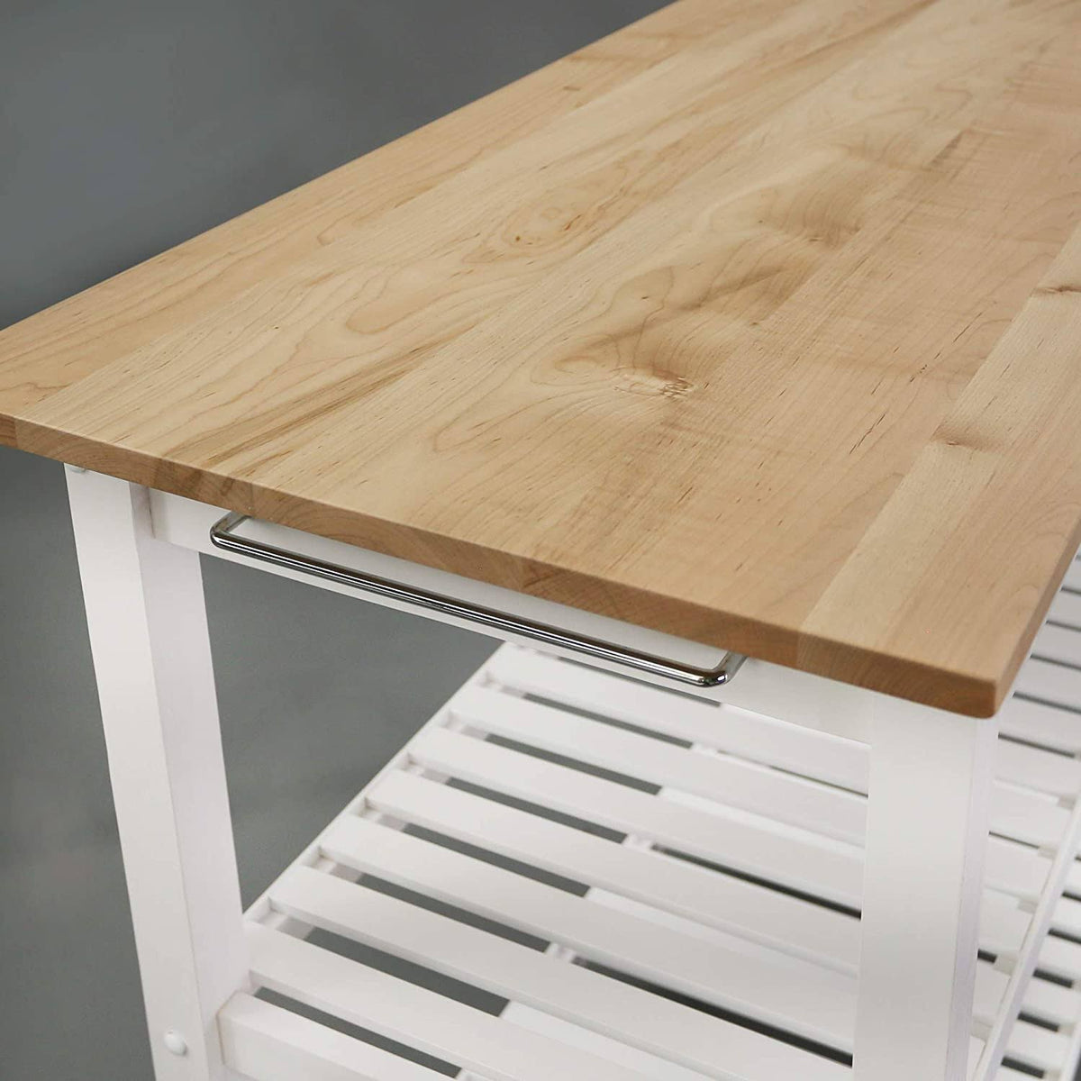 Natural/White Kitchen Island with Solid American Hardwood Top S6991