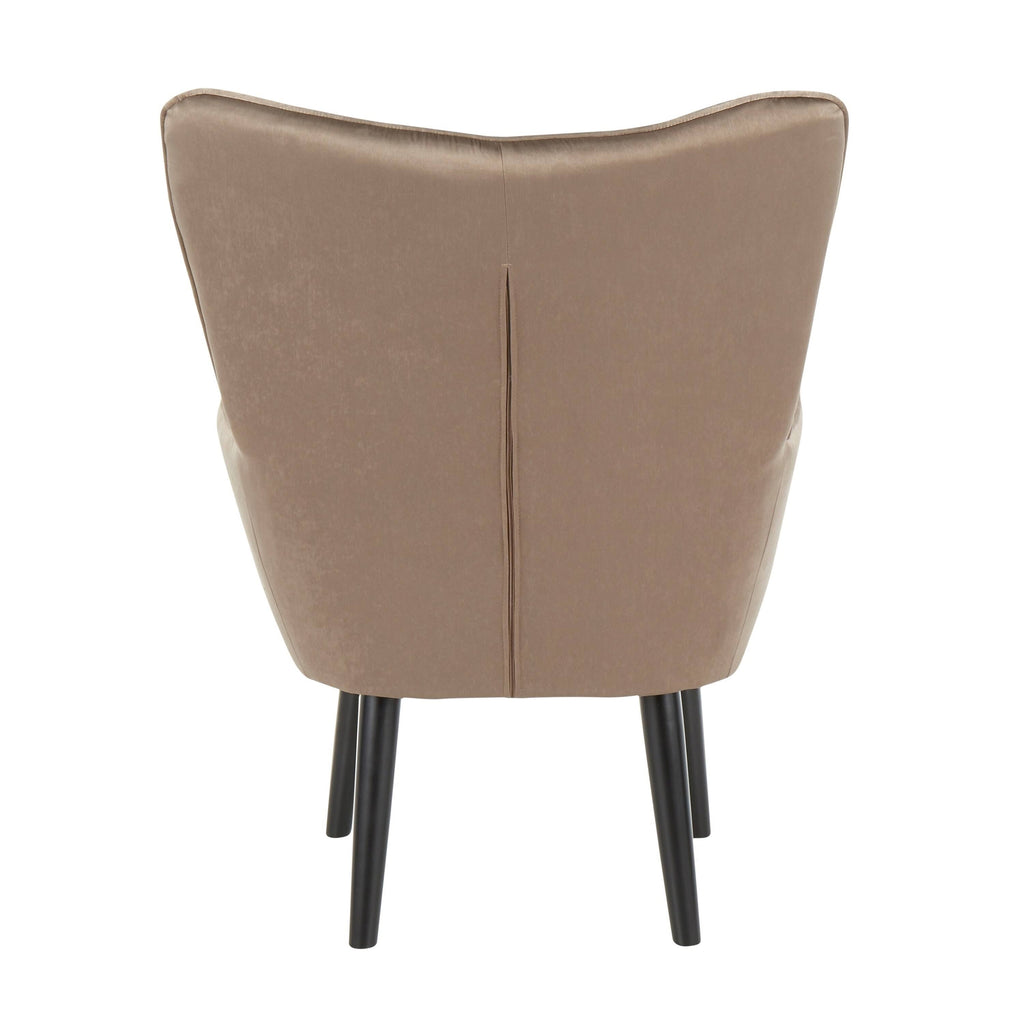 Green Satin Accent Chair with Wooden Legs J527