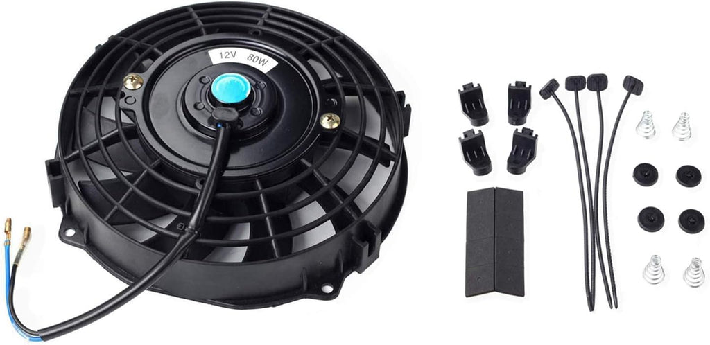 15-1/2" Oil Cooler 7" Black 10 Blades Cooling Fan Kit Radiator Transmission Aluminum Pack of 2 S24754