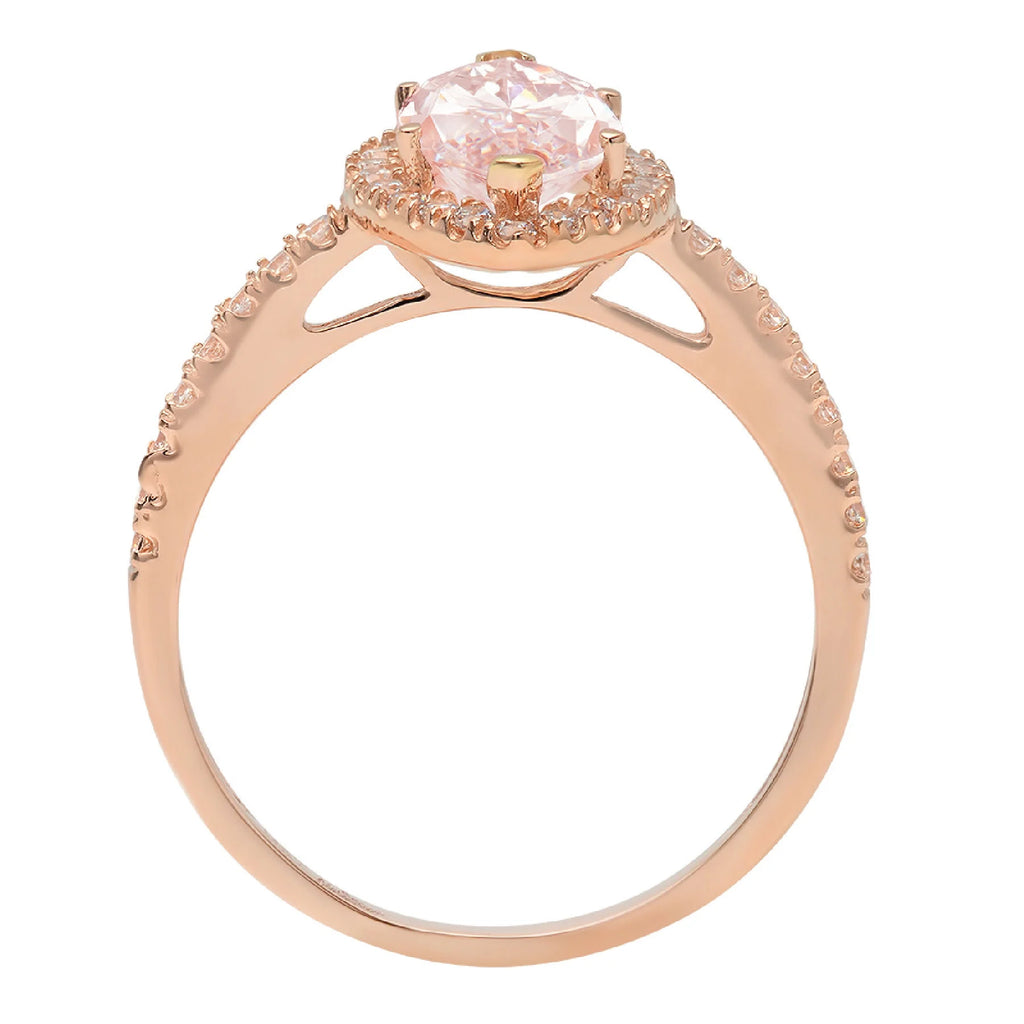 2.38ct Marquise Cut Pink Simulated Diamond 14k Pink Rose Gold Halo Ring Size 10 G62893