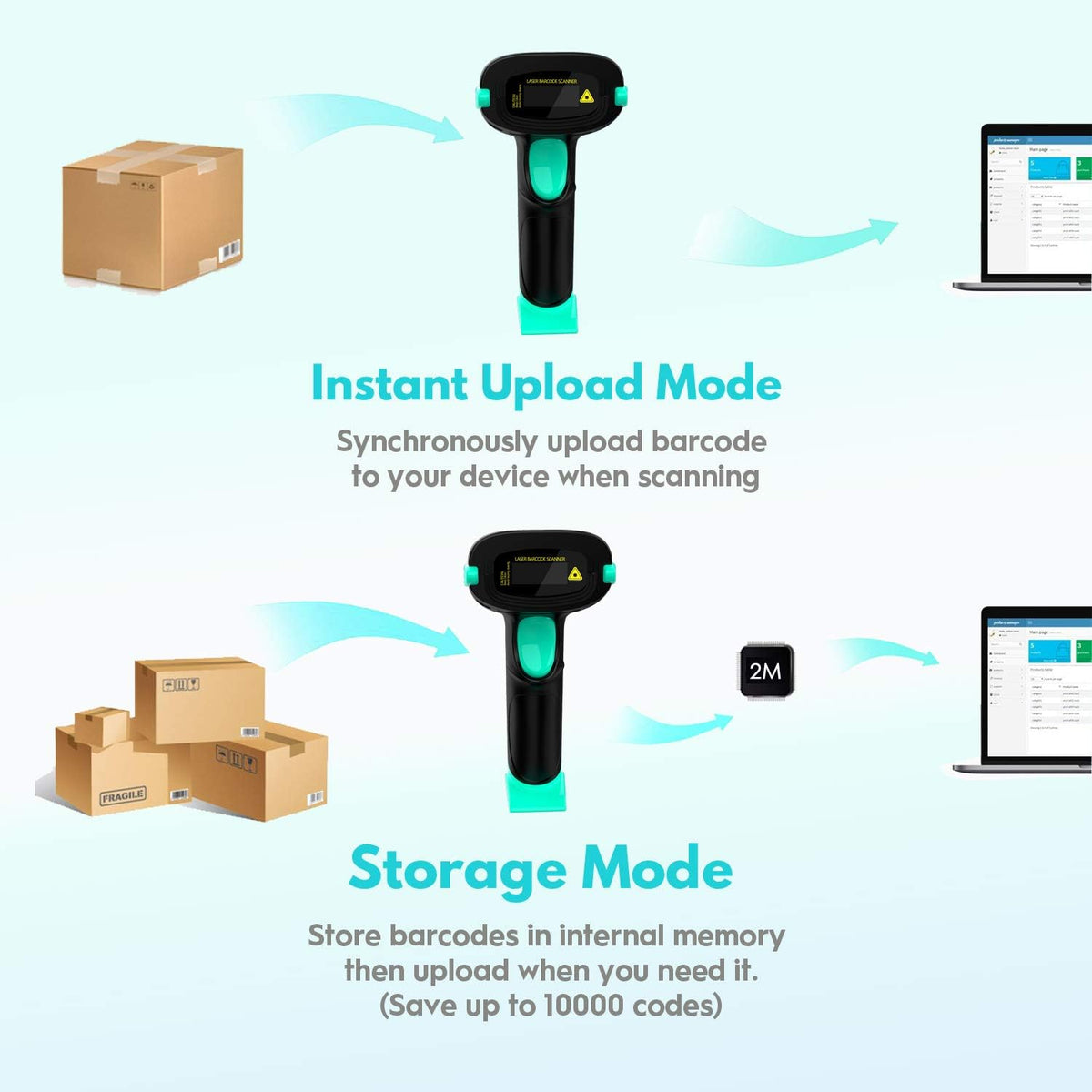 2D Wireless Barcode Scanner with Stand B50019