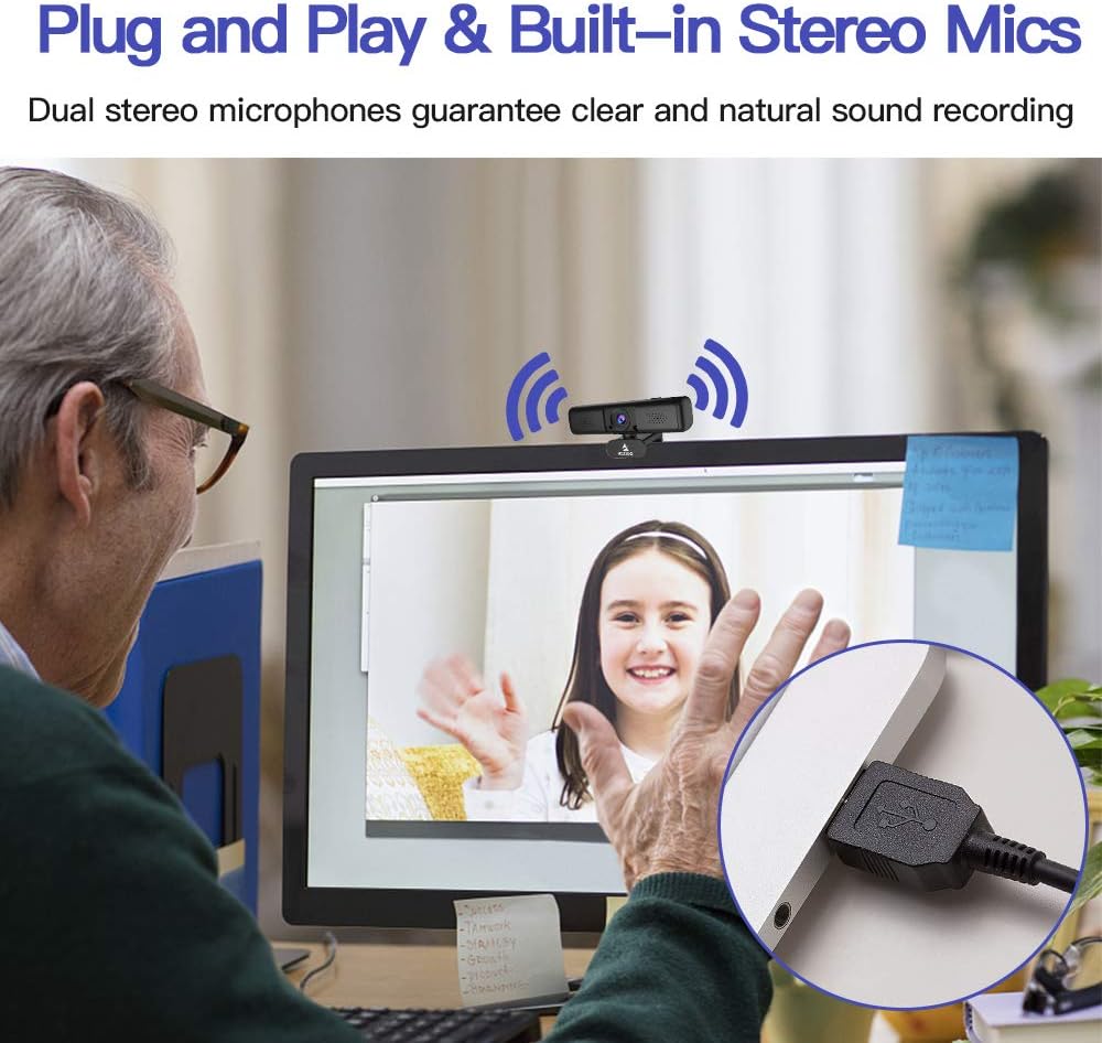 2K QHD Webcam with Privacy Cover, 1440P USB Streaming Web Camera T674