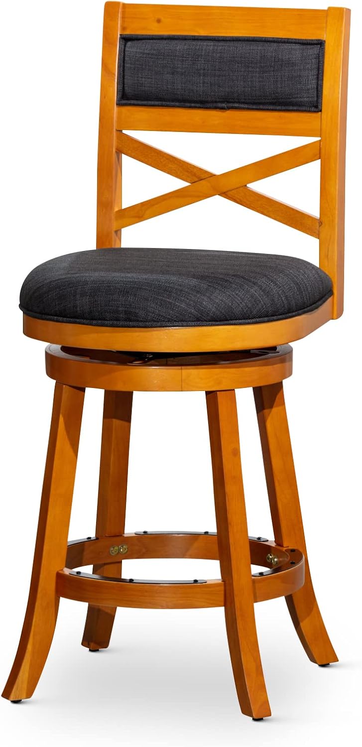 Black Leather Seat Swivel Stool, 24” Counter Height B5961