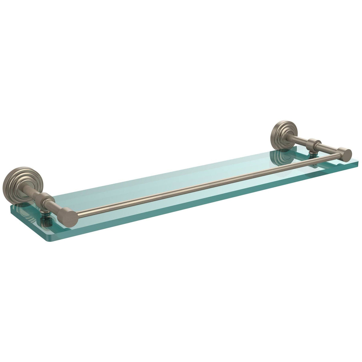 22-inch Tempered Glass Shelf with Gallery Rail Antique Pewter G741