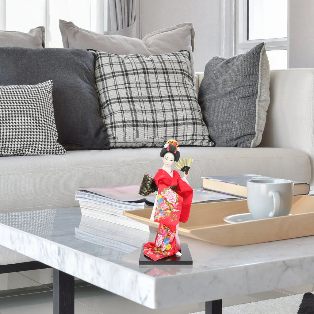 2 Pieces Kimono Doll Ornaments Japandi Decor Japanese Style Desktop Adornment N48793