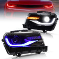 Projector LED Headlights for Chevy Camaro 2016-2018, Amber Sequential Turn Signal, Passenger+Driver Sides N679619