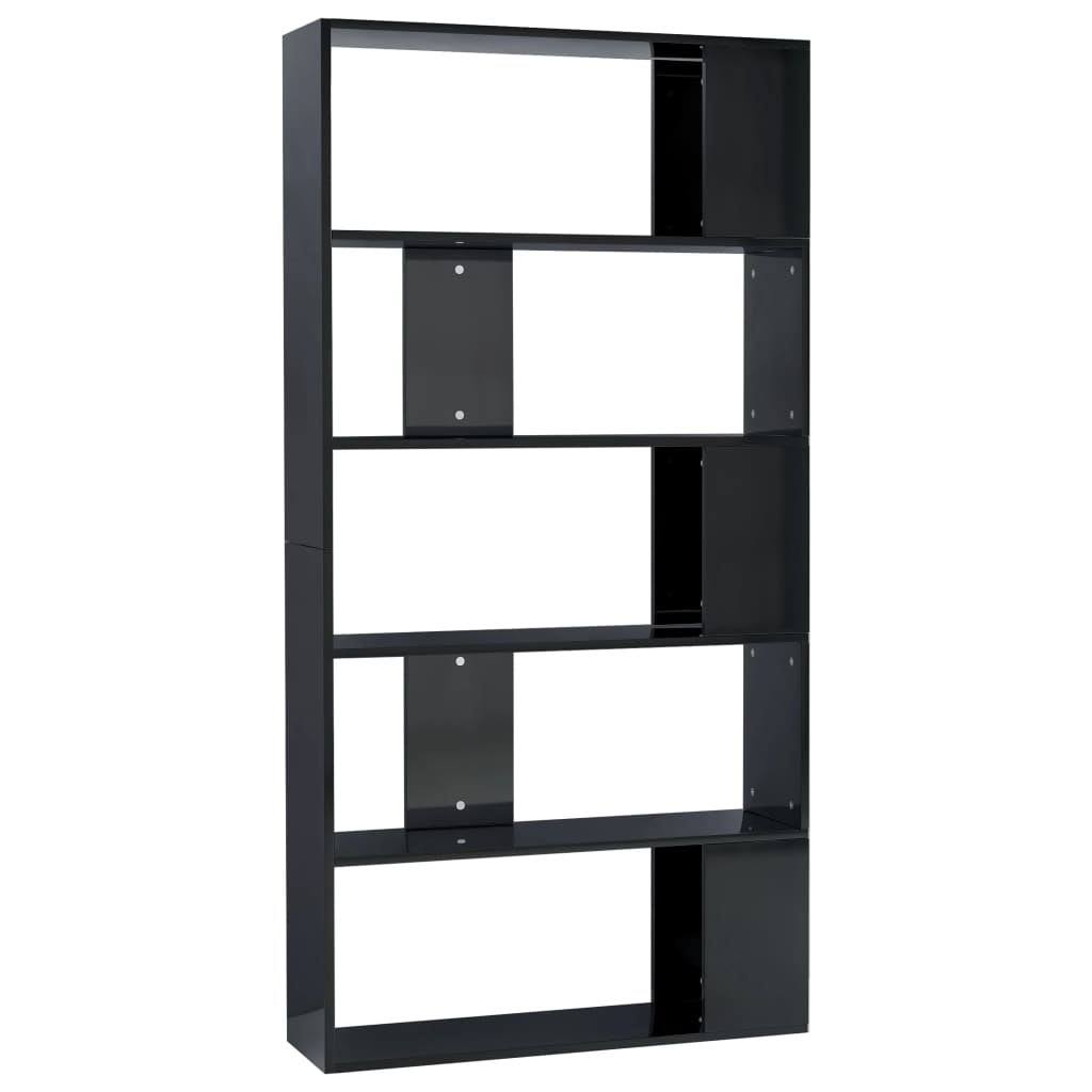High Gloss Black Book Cabinet Room Divider Chipboard N447